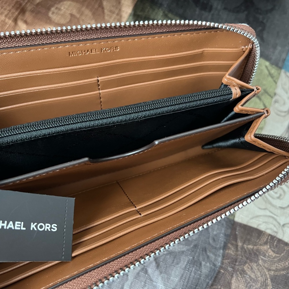 MICHAEL KORS COOPER STRUCTURED TOTE BAG + WALLET BROWN MULTI NEW - Picture 9 of 9